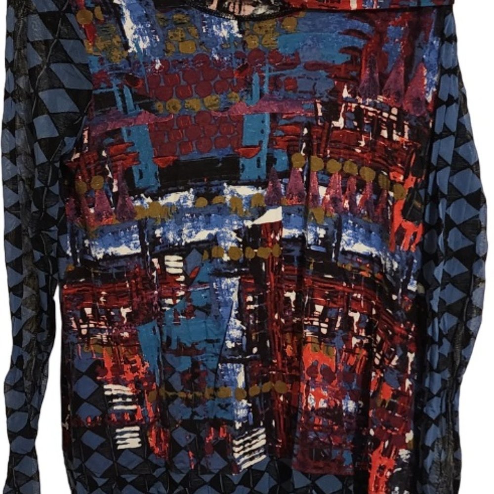Lynn Ritchie Women's Art Blouse in Navy, Size Small